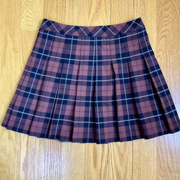 Sunday Best Dresses & Skirts - Aritzia Sunday Best Skirt Plaid Mini Pleated Brown Black Academia Preppy (8)